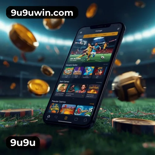 App 9u9u para iOS e Android — interface mobile, login biométrico e PIX integrado